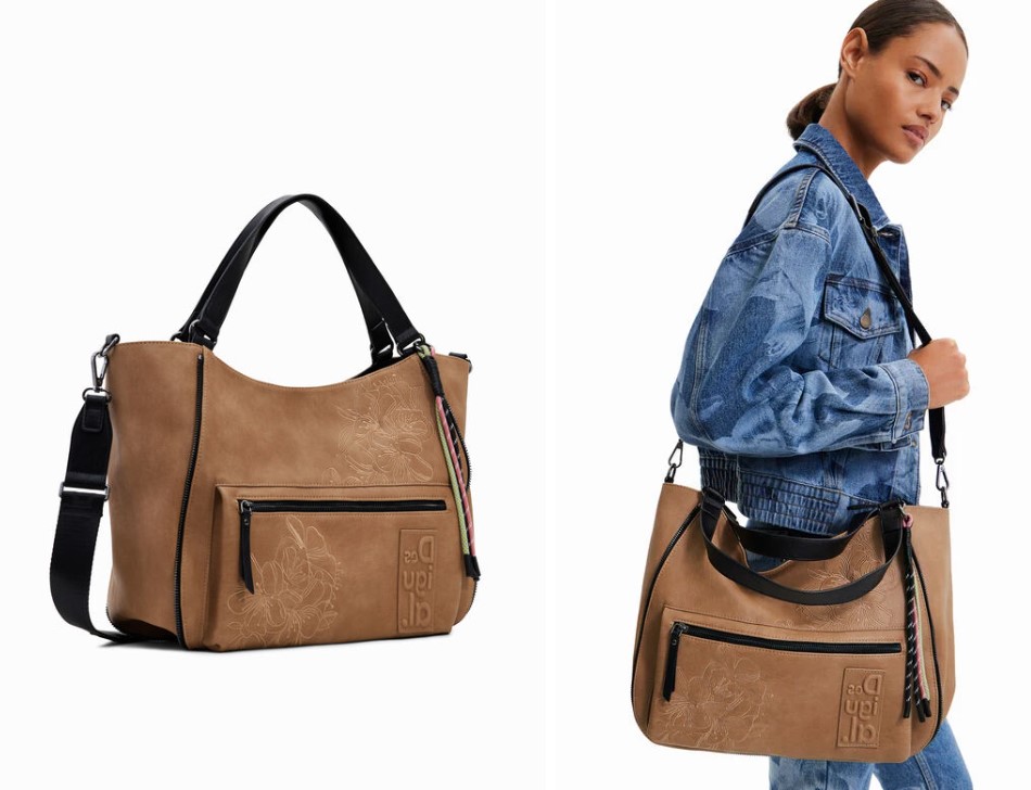 bolso hombro flores desigual