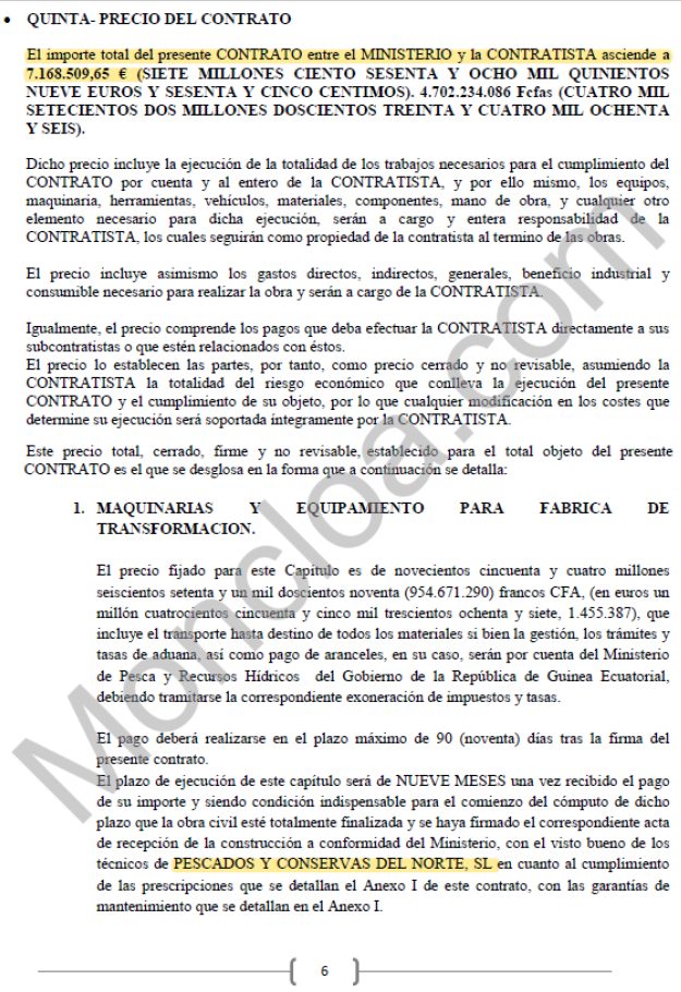 contrato pesconor ministerio Moncloa