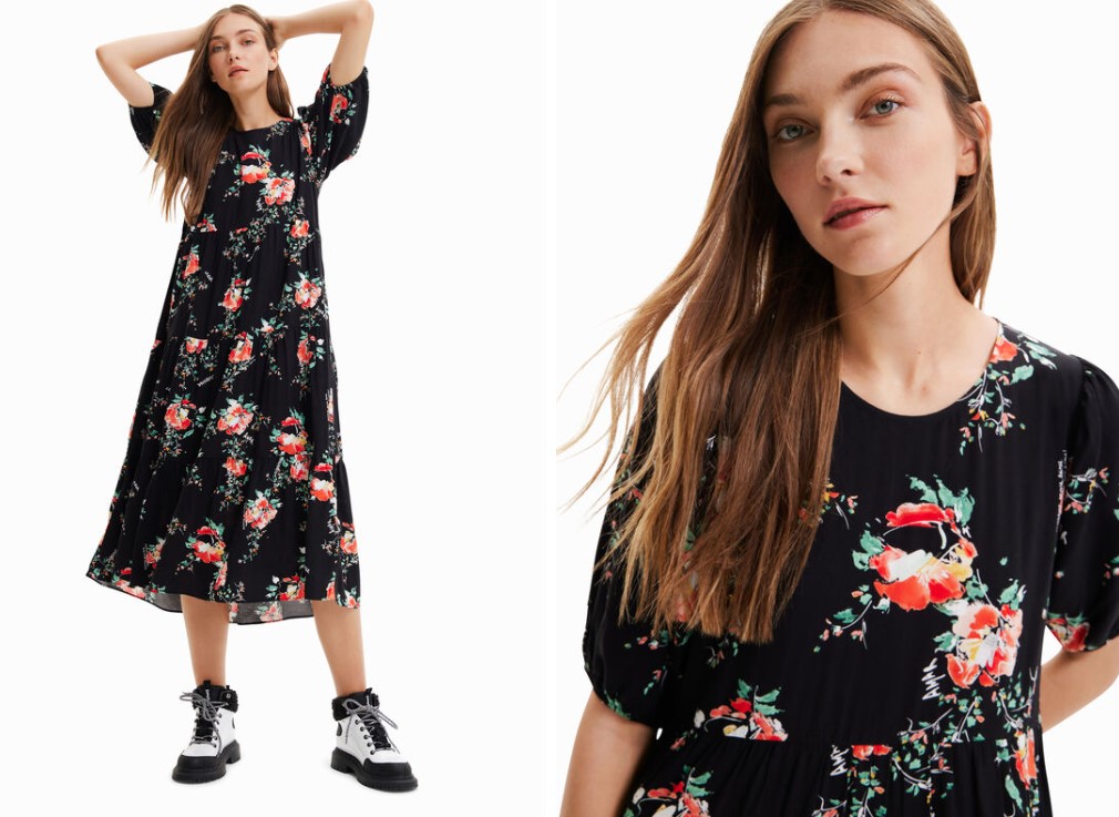 vestido midi floral