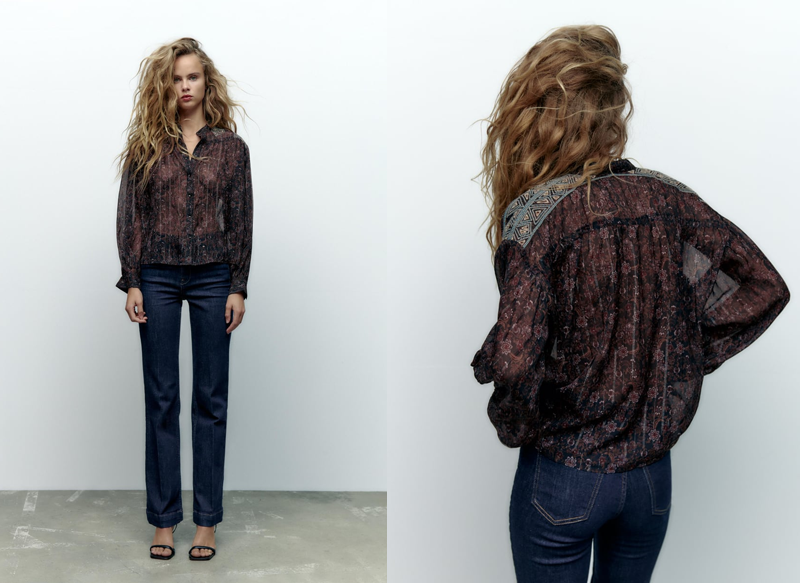 BLUSA ESTAMPADA BORDADOS DE ZARA