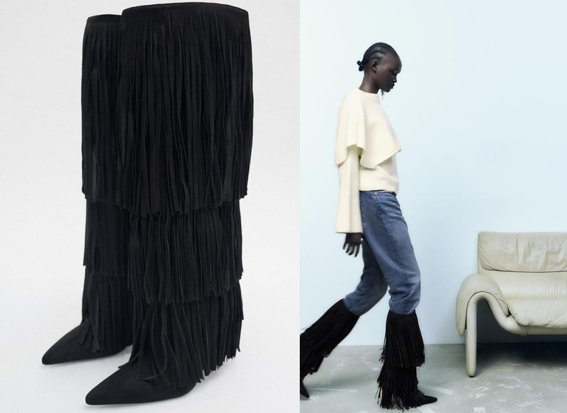 BOTA TACÓN FLECOS PIEL DE ZARA