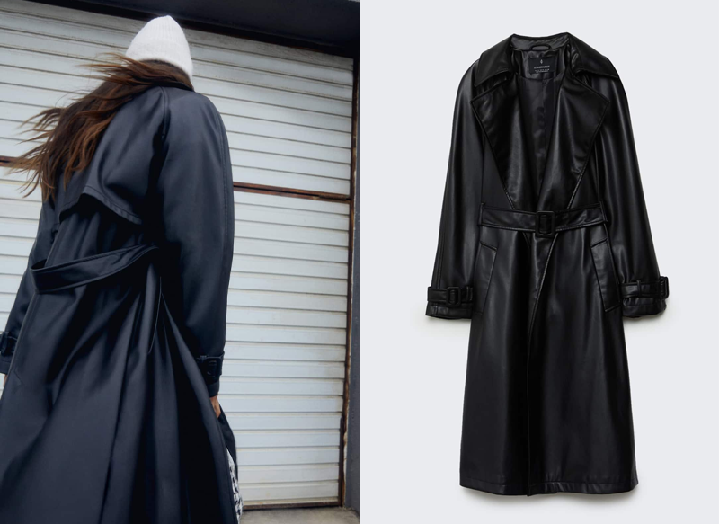 TRENCH LARGO EFECTO PIEL DE STRADIVARIUS