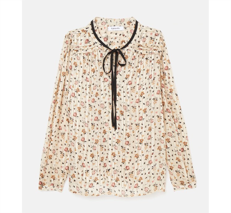 Blusa estampada de mujer con lazo