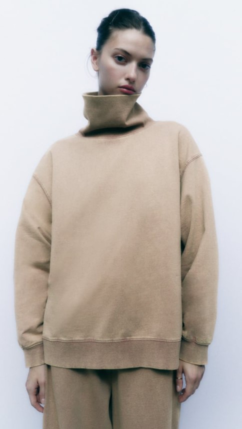 Sudadera rib lavada de Zara