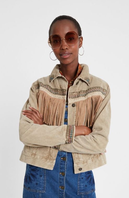 chaqueta pana desigual