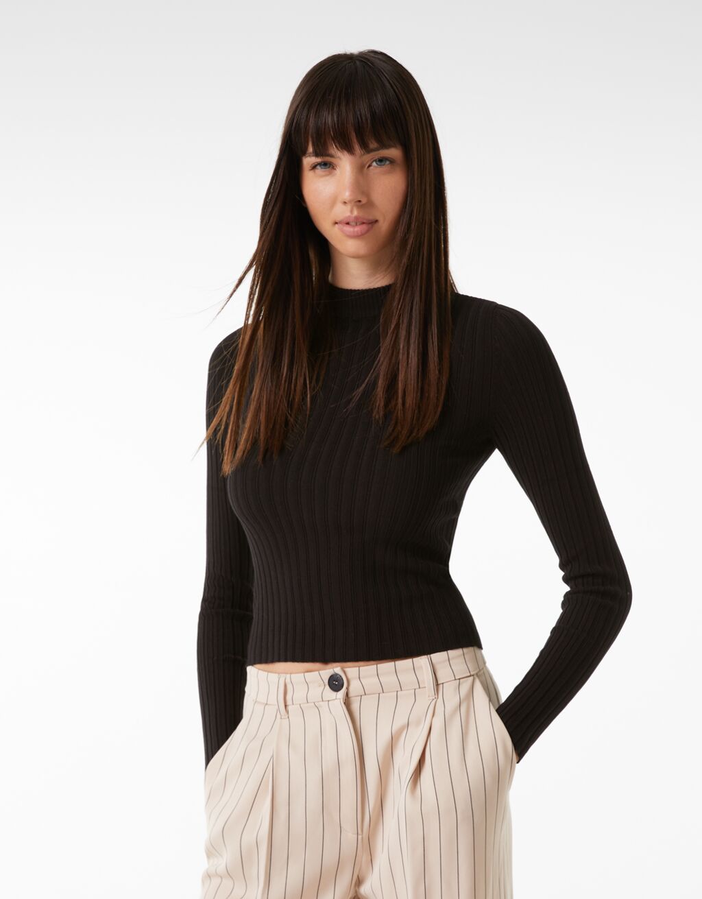 jersey rib cuello alto