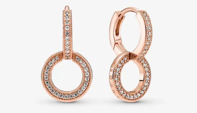 pendientes doble aro rosados