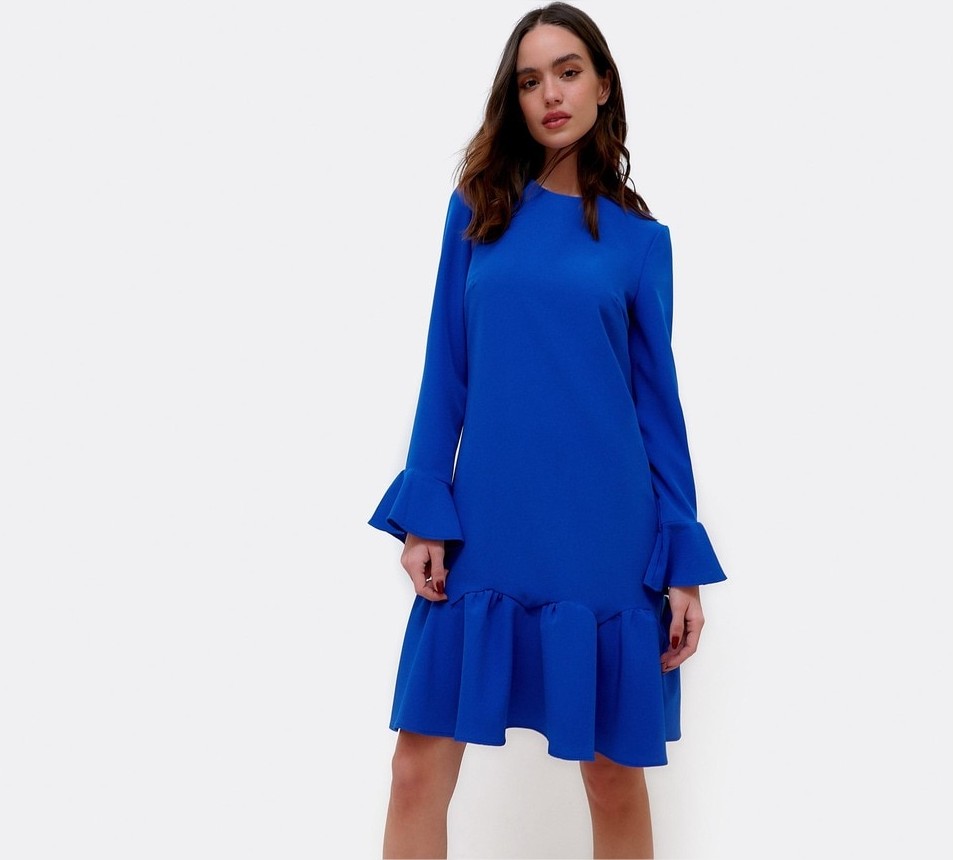 vestido manga larga con volantes