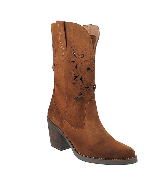 Botas de mujer de piel estilo cowboy en marrón oscuro