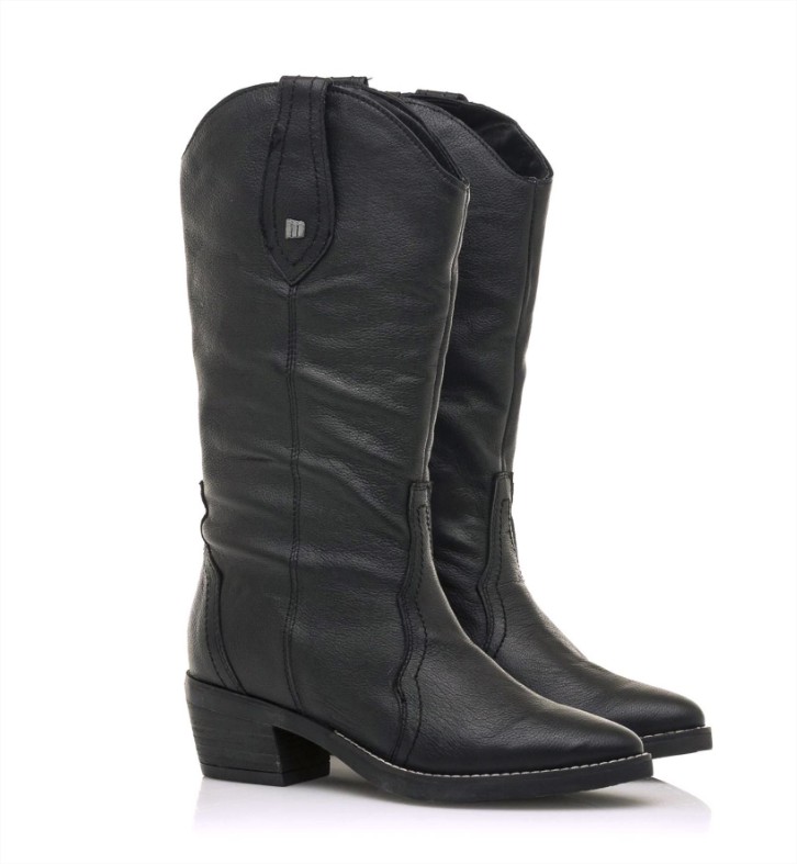 Botas de mujer estilo cowboy en piel de color negro el corte inglés