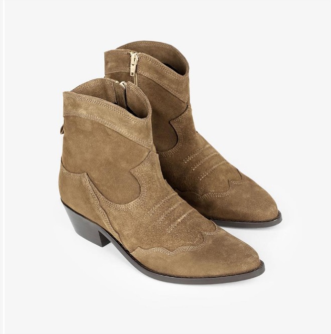 Botines de mujer tipo cowboy de ante en camel