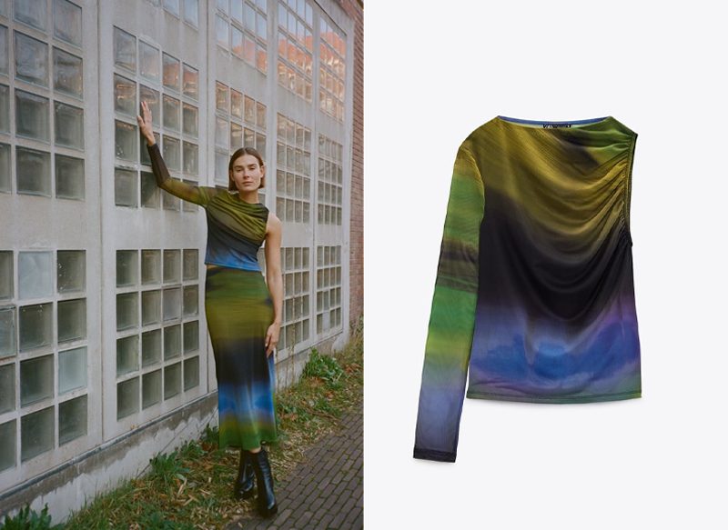 TOP ASIMÉTRICO TUL ESTAMPADO, UNA DE LAS PRENDAS DE ZARA MÁS DIFÍCILES DE COMBINAR