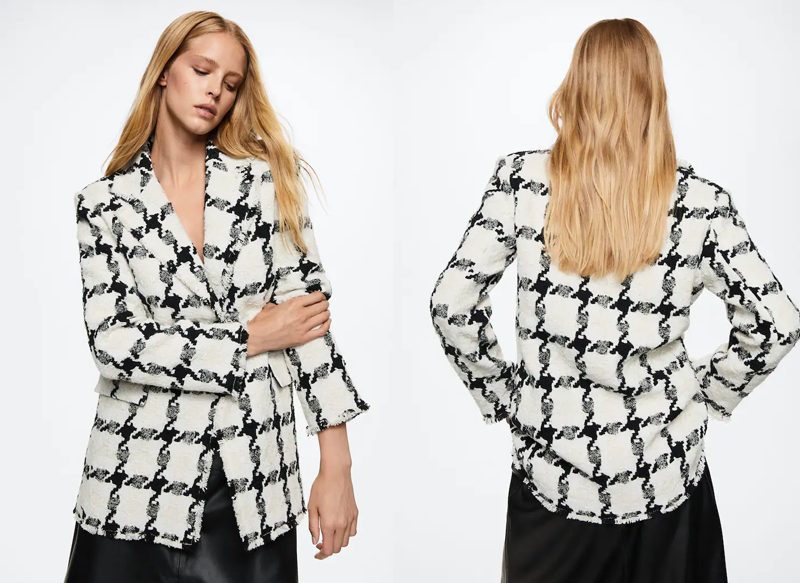 ABRIGO TWEED CUADROS DE MANGO