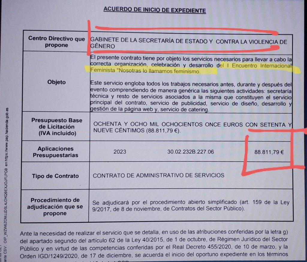 Igualdad se gasta 88 mil euros en la publicidad y el catering de un evento para feministas 1 Moncloa WhatsApp Image 2023 01 20 at 11.59.46 Moncloa