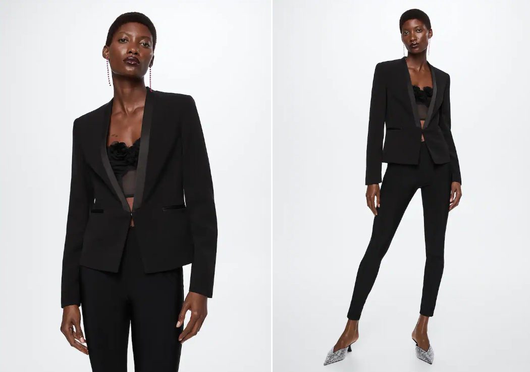 americana detalles satinados chaquetas de mango sofisticadas