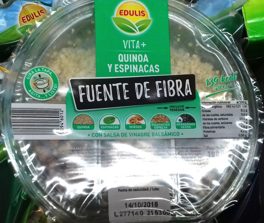 ensalada de quinoa y espinacas