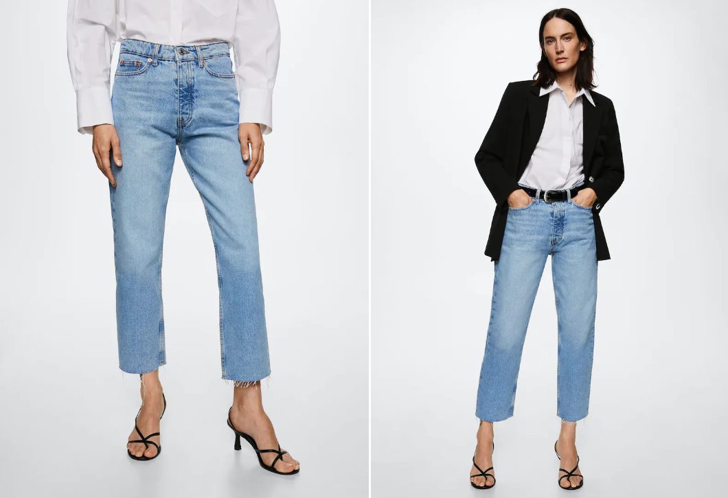 jeans rectos tiro alto mango