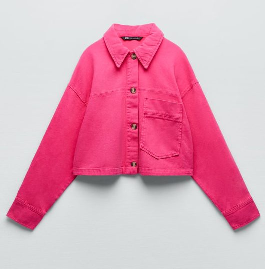 sobrecamisa cropped fucsia