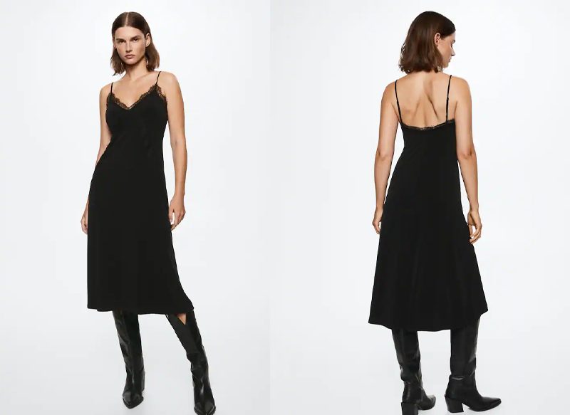 VESTIDO LENCERO ENCAJE DE MANGO
