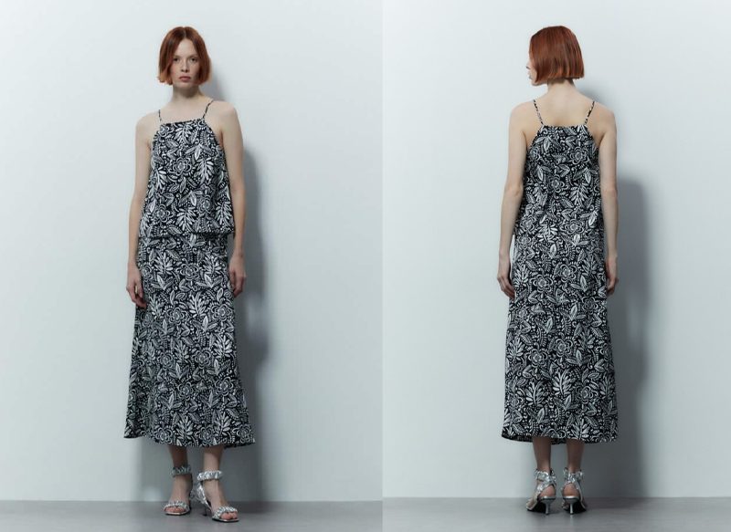 FALDA MIDI ESTAMPADA DE SFERA