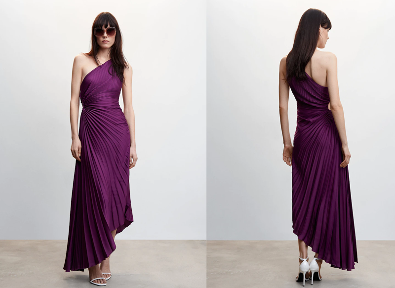VESTIDO ASIMÉTRICO PLISADO DE MANGO