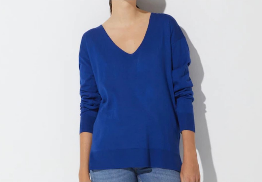 Jersey liso de mujer cuello pico el corte ingles