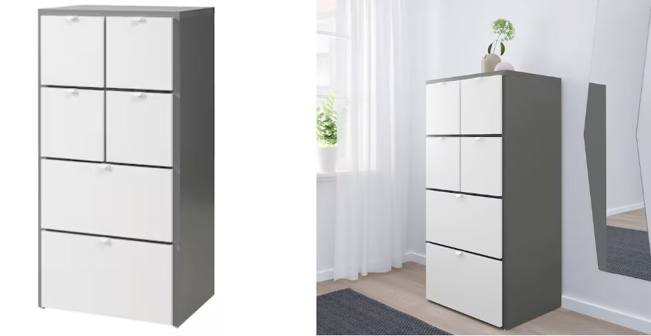 comoda blanca y gris