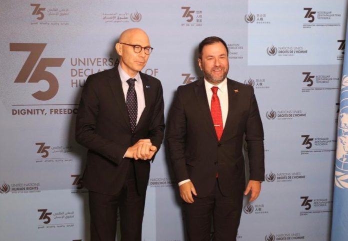 El canciller de Venezuela con el alto comisionado de los DDHH de la ONU.