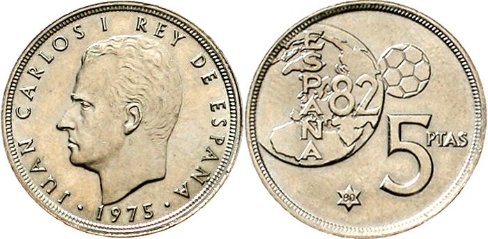 5 pesetas 1975 mundial