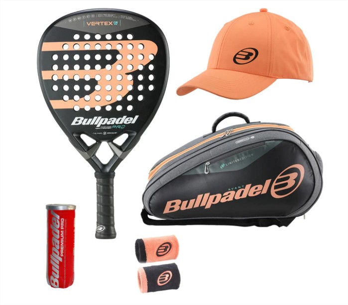 Pack Pala de pádel de mujer Vertex 2 LTD + Paletero + Gorra + Muñequeras + Bote pelotas Bullpadel