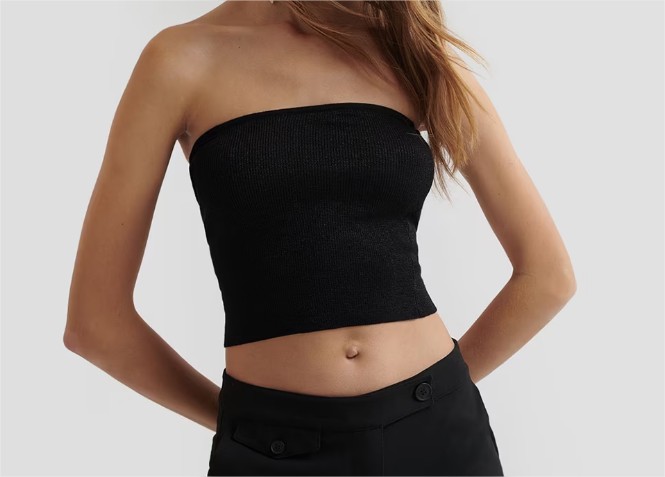 Top de mujer tipo bandeau de hilo metalizado el corte ingles