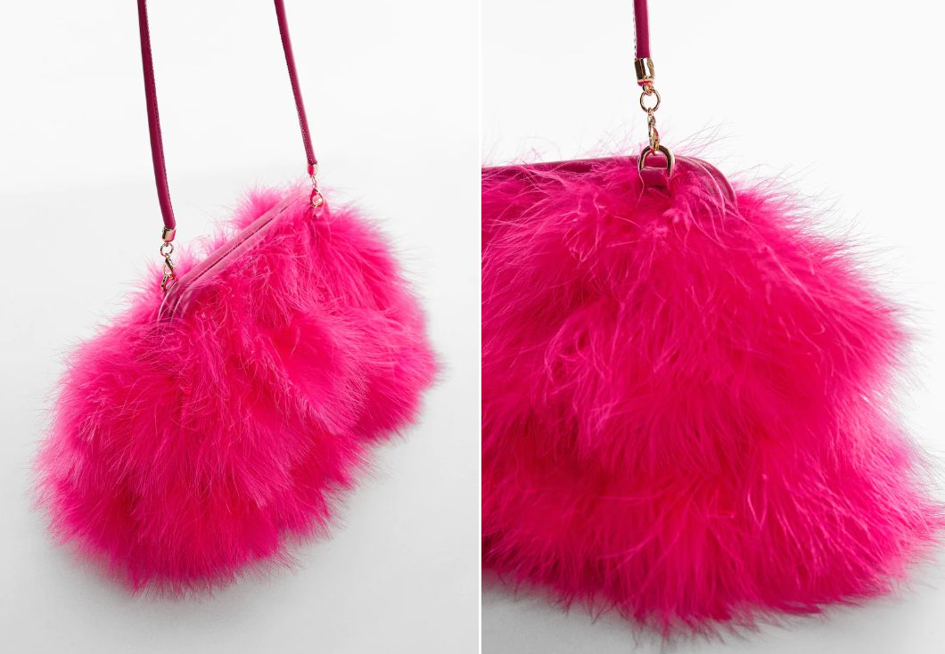 bolso plumas fucsia