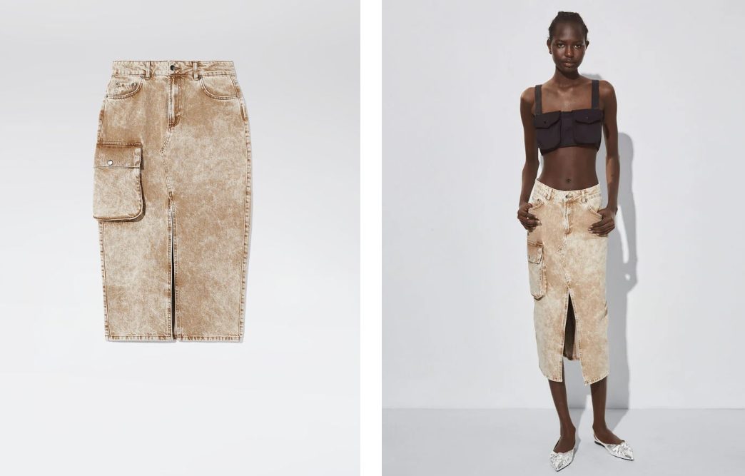 falda denim cargo parfois