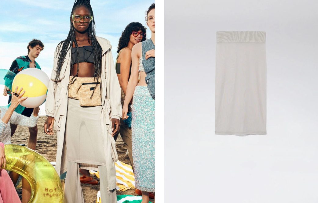 falda midi cintura elastica gris