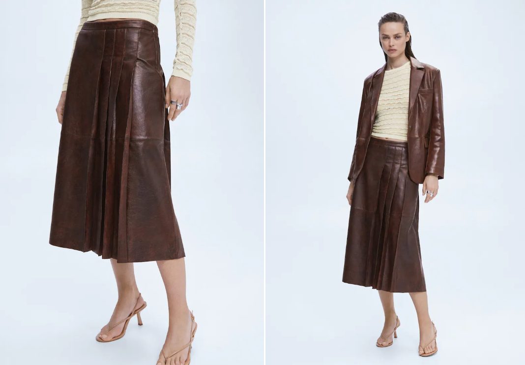 falda midi piel tablas