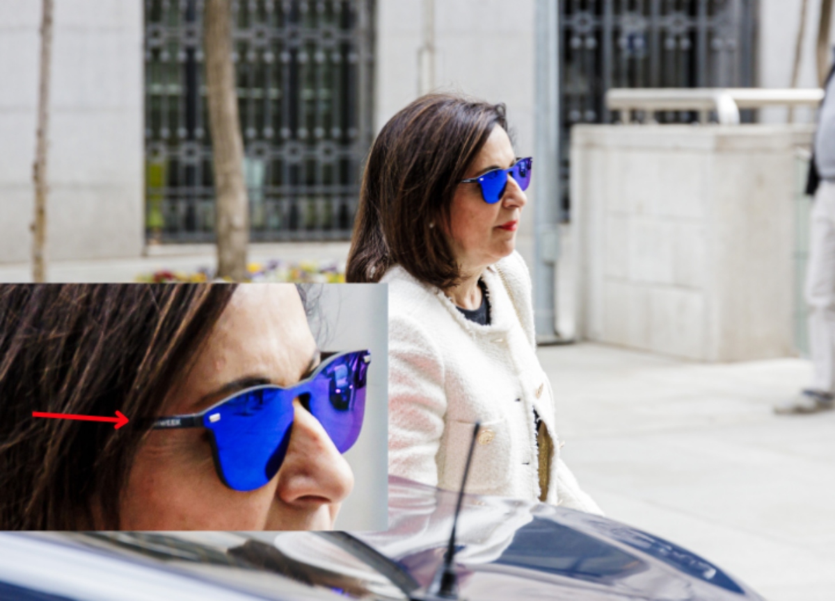 Margarita Robles usando unas gafas NorthWeek de la compañía Hawkers hecha por venezolanos.