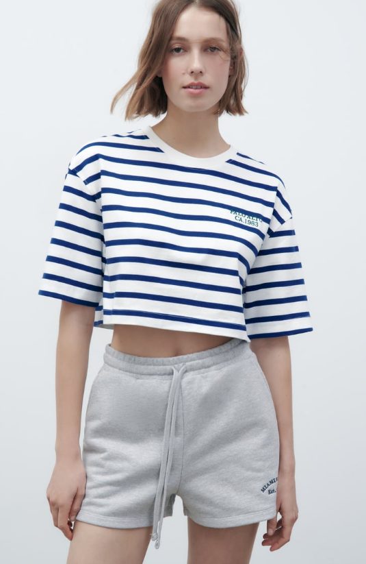 camiseta crop rayas