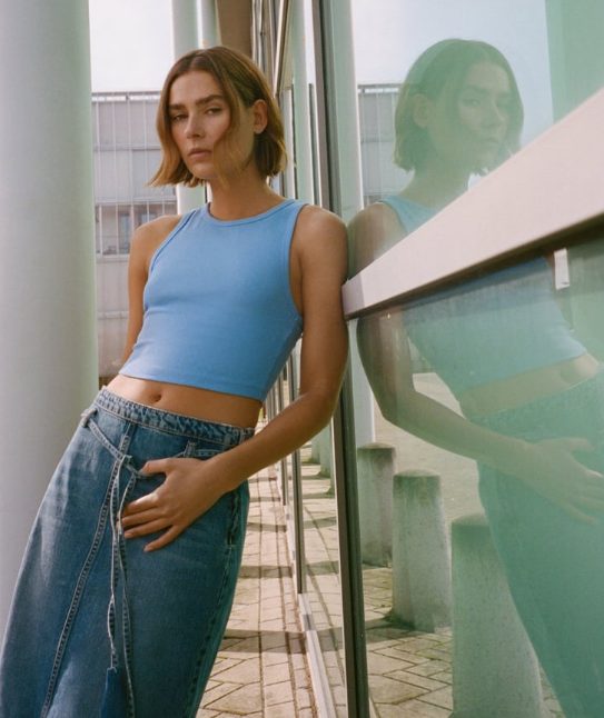 camiseta rib azul zara