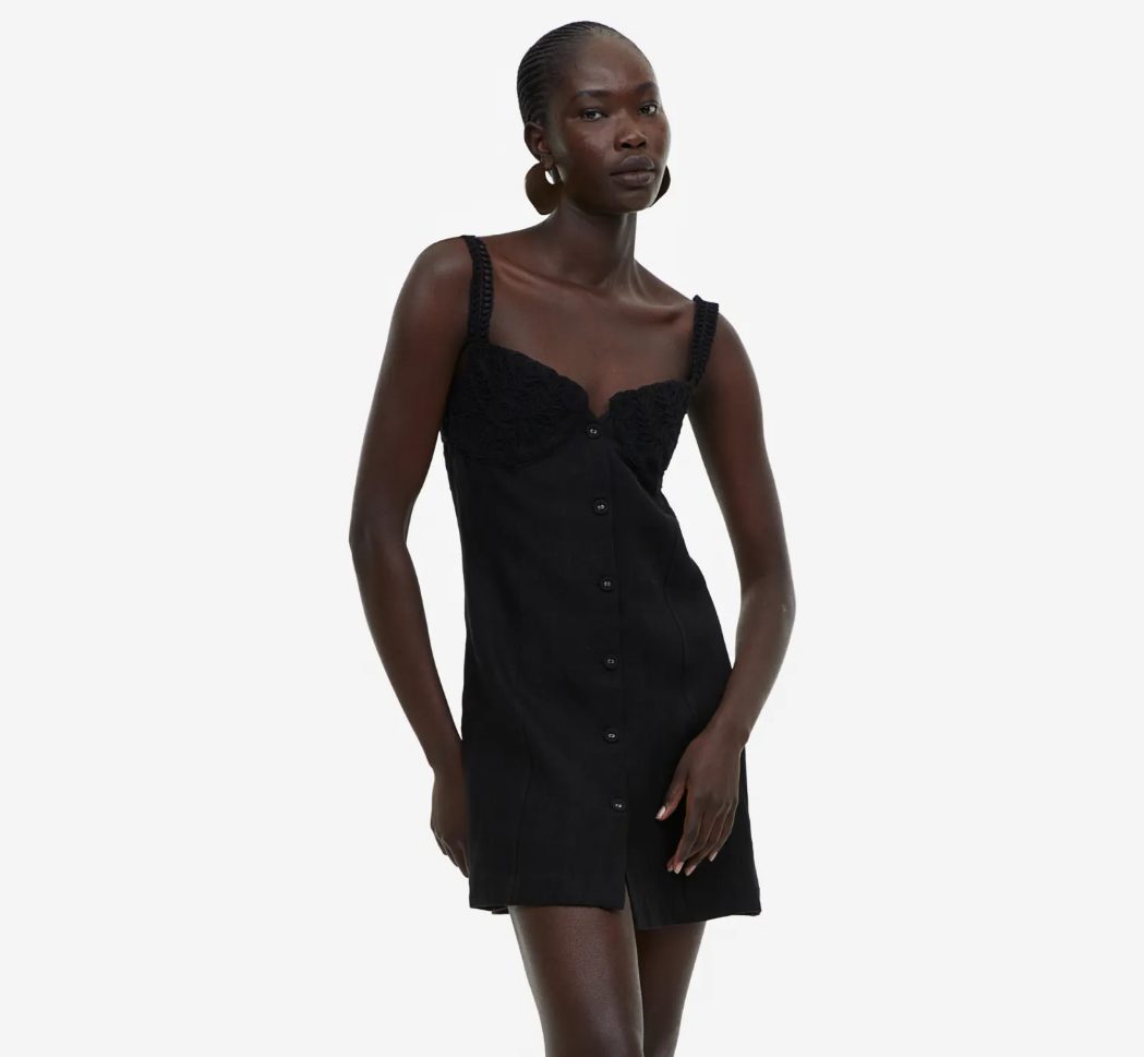 minivestido lino negro