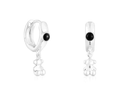 pendientes aro plata onix tous
