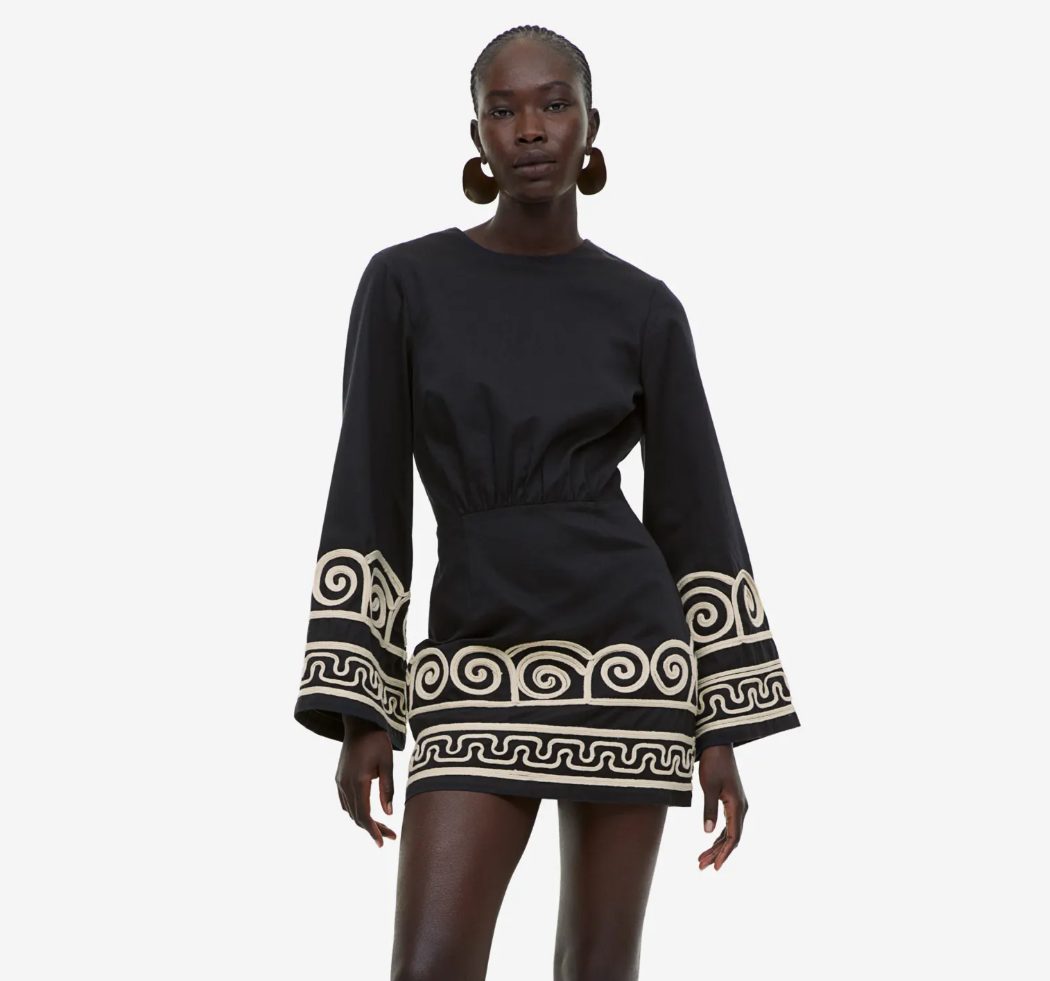 vestido bordado h&m