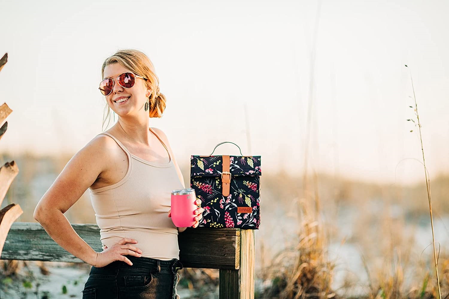 Bolsa de almuerzo térmica duradera con tapa enrollable; bolsas de almuerzo  de gran capacidad de apertura amplia para oficina, trabajo, picnic,  senderismo playa (carbón) : Todo lo demás 