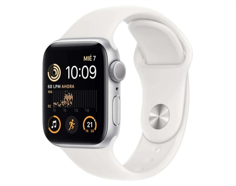 Apple Watch SE GPS 40mm con caja de aluminio en plata y correa deportiva blanca el corte ingles