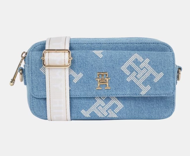 Bandolera denim de algodón en azul con logo al overo el corte ingles