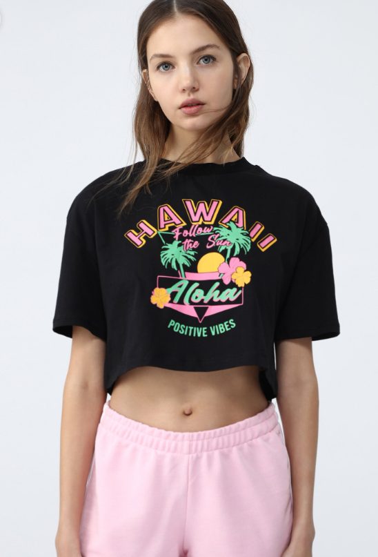 camiseta cropped hawaii lefties