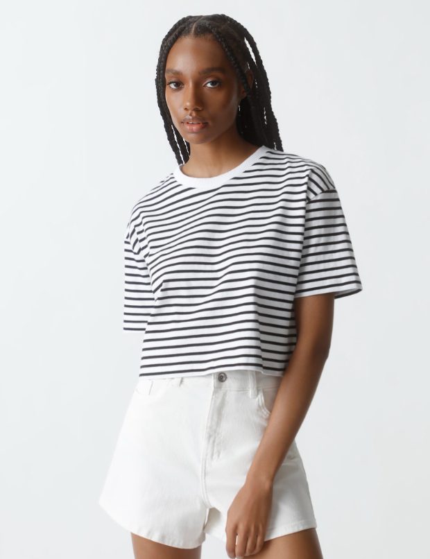 camiseta cropped rayas