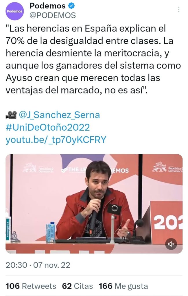 podemos tweet herencias Moncloa