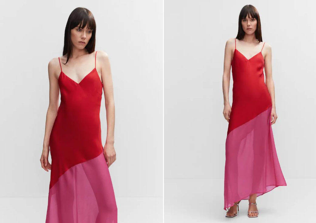 vestido asimetrico rojo