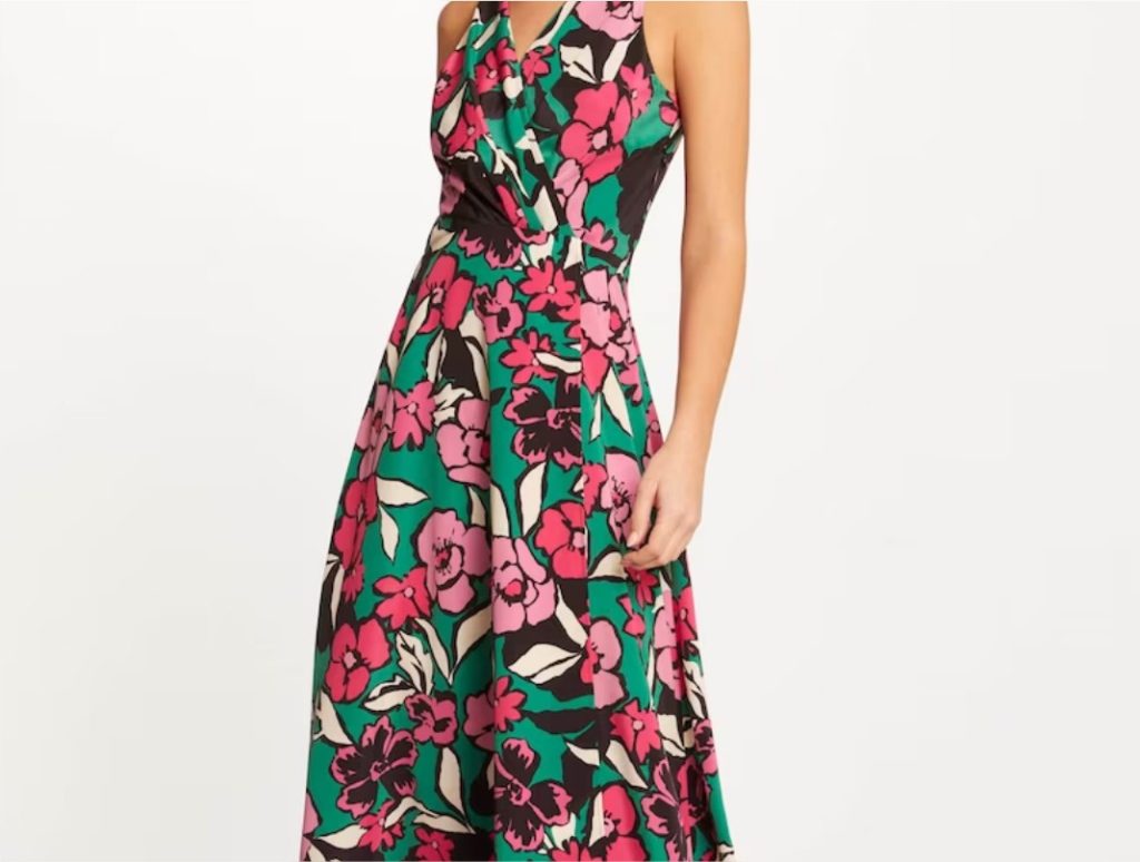 Vestido largo evasé con estampado floral el corte ingles
