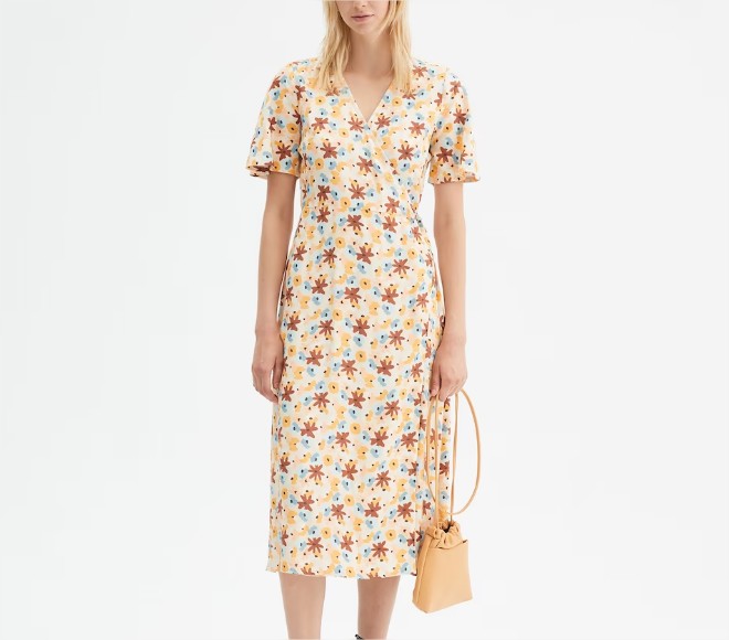 Vestido midi envolvente con estampado floral Moncloa